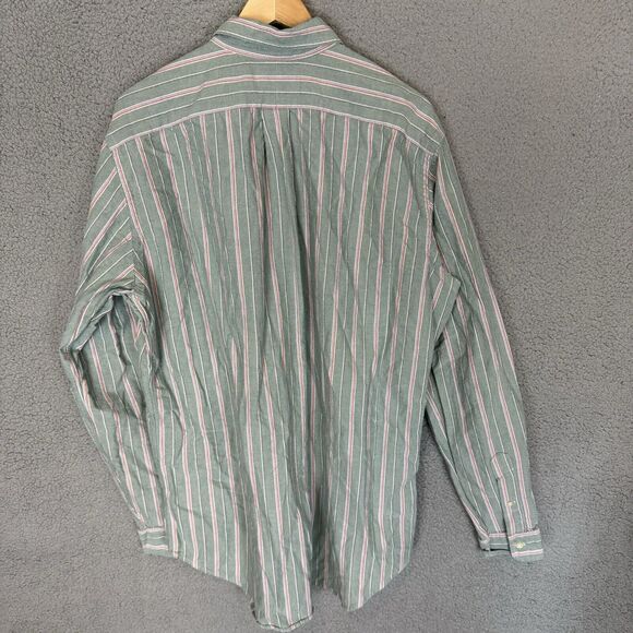 S Ralph Lauren Shirt Mens LT Green Striped Long Sleeve Button Down Classic Fit - Picture 3 of 7